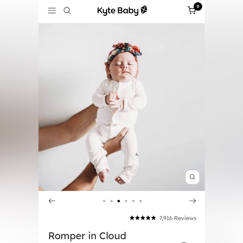 Kyte Baby Snap Romper in Cloud, Size: 3-6 months